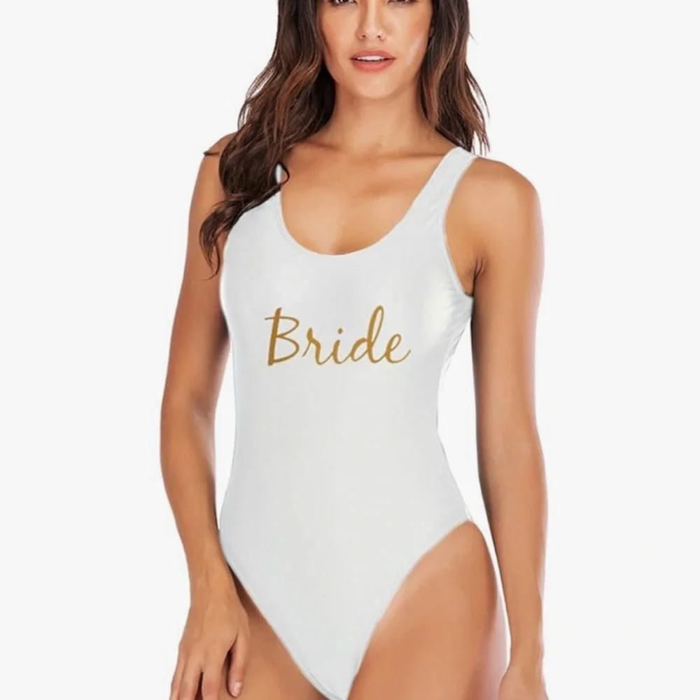 Chic White Bride One-Piece Swimsuit
